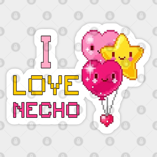 I Love Necho Pink 8 Bit Heart And Yellow Star Sticker by Pharaoh Shop